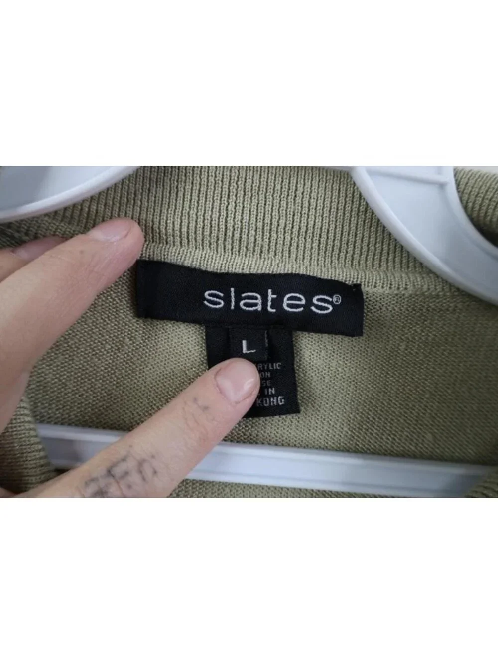 Vintage 90s Streetwear Mens Large Blank Ribbed Knit Collared Polo Shirt Beige